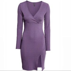 H&M DIVIDED - Lavender Ribbed Bodycon Midi Dress